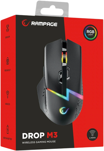 Mysz bezprzewodowa Rampage Drop M3 V2 Black (DROPM3V2-BLACK) - obraz 7