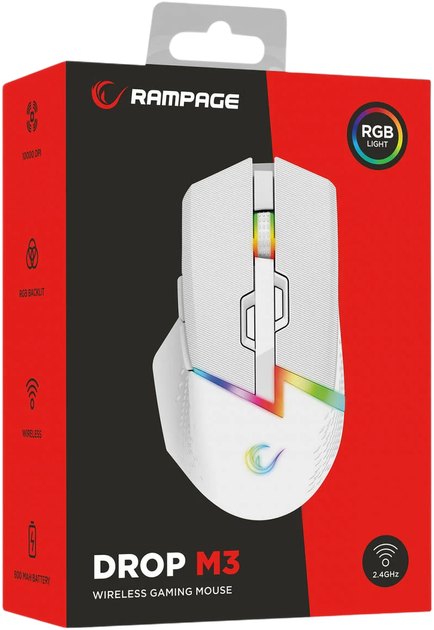 Mysz bezprzewodowa Rampage Drop M3 V2 White (DROPM3V2-WHITE) - obraz 7