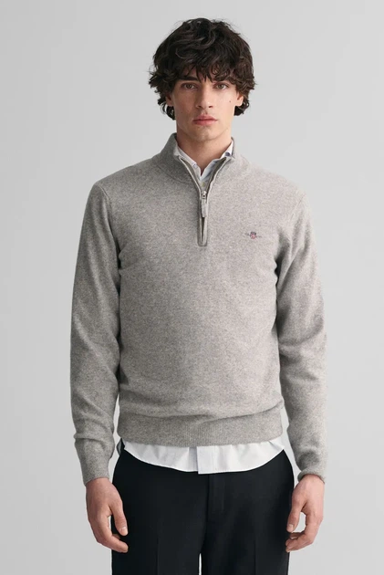 Чоловіча сіра вовняна кофта SUPERFINE LAMBSWOOL HALF ZIP Gant L 87213 - Фото 1 Чоловіча сіра вовняна кофта SUPERFINE LAMBSWOOL HALF ZIP Gant L 87213 - изображение 1