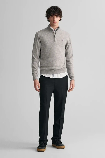 Чоловіча сіра вовняна кофта SUPERFINE LAMBSWOOL HALF ZIP Gant L 87213 - Фото 2 Чоловіча сіра вовняна кофта SUPERFINE LAMBSWOOL HALF ZIP Gant L 87213 - изображение 2