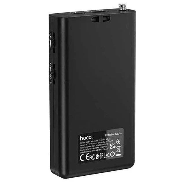 Портативний радіоприймач Hoco HI51 Portable Radio з Bluetooth та FM Чорний - зображення 4