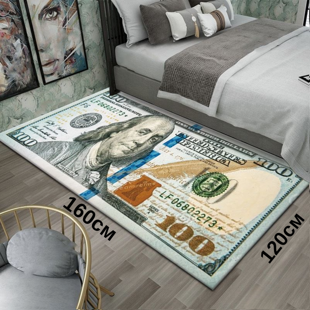 Стильный и износостойкий коврик для дома "100 долларов" 120×160 KT8000603 - изображение 2