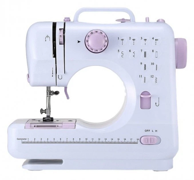 Портативна електрична швейна машинка Sewing Machine 505/1250, 12 програм строчок, реверс, підсвічування, педаль, автоматичне намотування нитки, компактна та легка - изображение 4