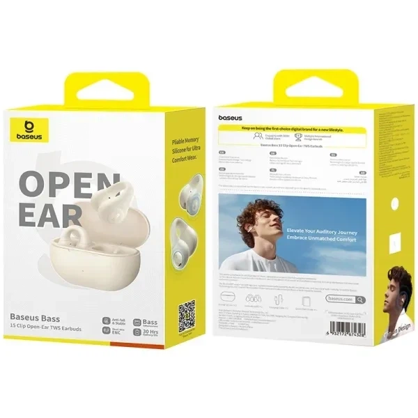 Беспроводные наушники Baseus Bass 15 Clip Open-Ear A00079500223-00 White - изображение 10