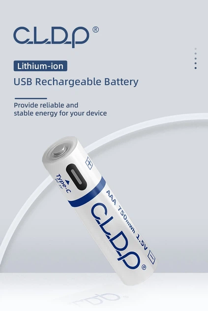Акумуляторна батарейка AAA CLDP Li-Ion 1.5V 750mWh Type-C USB 4 шт - Фото 6 Акумуляторна батарейка AAA CLDP Li-Ion 1.5V 750mWh Type-C USB 4 шт - зображення 6