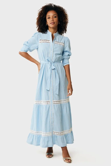 Жіноча блакитна сукня у смужку Striped lace dress Mexx 34 MF006301151W - Фото 1 Жіноча блакитна сукня у смужку Striped lace dress Mexx 34 MF006301151W - изображение 1