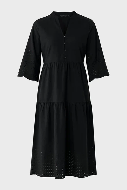Жіноча чорна сукня Linen eyehole embroidery dress Mexx 40 MF006302251W - изображение 4