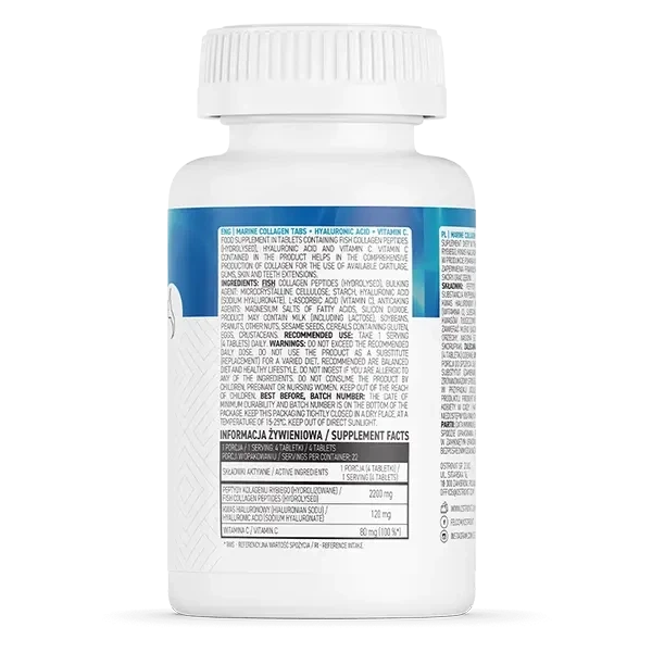 Морський колаген OstroVit Collagen Marine with Hyaluronic Acid and Vitamin C 90 таблеток - изображение 2