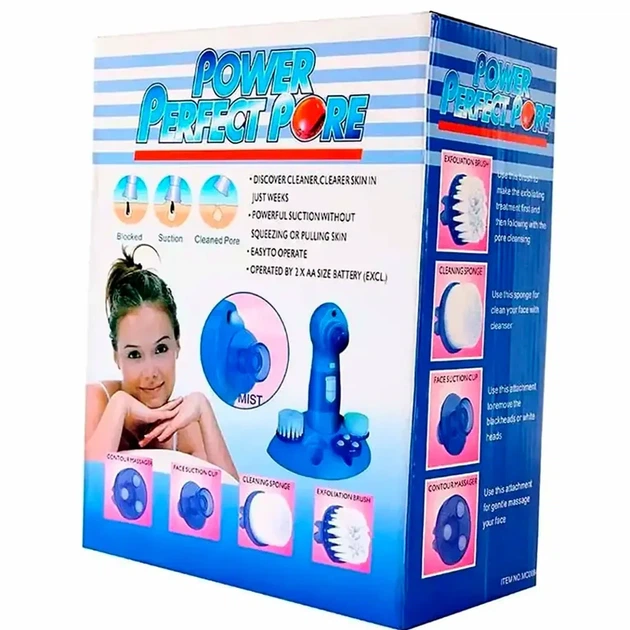 Аппарат для вакуумной чистки лица 25 Вт 20х7х6 см с 4 насадками Power Perfect Pore синий - изображение 8