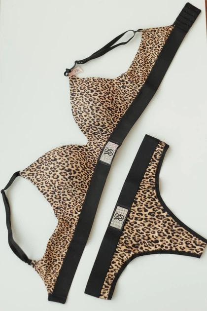 Комплект белья Victoria's Secret Cotton Lightly Lined Wireless Bra Shine Patch Leopard Set 34C-XS - Фото 2 Комплект белья Victoria's Secret Cotton Lightly Lined Wireless Bra Shine Patch Leopard Set 34C-XS - изображение 2