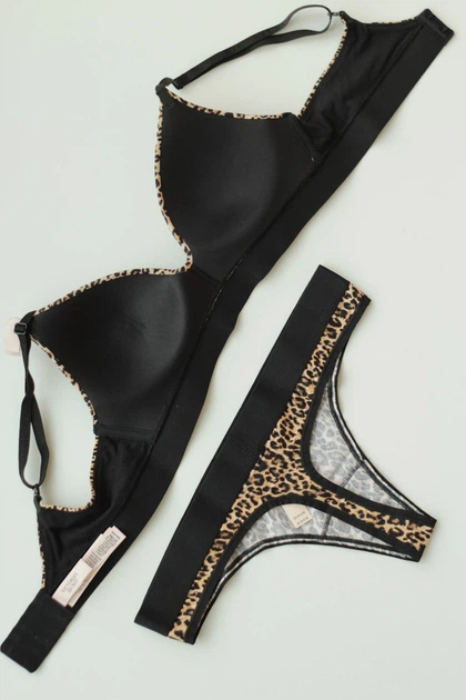 Комплект белья Victoria's Secret Cotton Lightly Lined Wireless Bra Shine Patch Leopard Set 34C-XS - Фото 4 Комплект белья Victoria's Secret Cotton Lightly Lined Wireless Bra Shine Patch Leopard Set 34C-XS - изображение 4