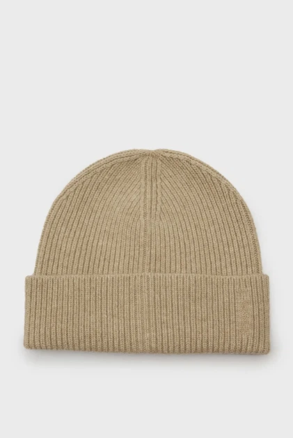Чоловіча бежева вовняна шапка FINE KNITTED WOOL BEANIE Gant OS 9911034 - Фото 1 Чоловіча бежева вовняна шапка FINE KNITTED WOOL BEANIE Gant OS 9911034 - изображение 1