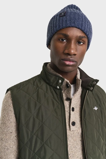 Чоловіча синя вовняна шапка WOOL BLEND MOULINE BEANIE Gant OS 9910045 - изображение 2