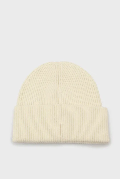Жіноча біла вовняна шапка WOOL RIBBED BEANIE Gant OS 4910037 - Фото 3 Жіноча біла вовняна шапка WOOL RIBBED BEANIE Gant OS 4910037 - изображение 3
