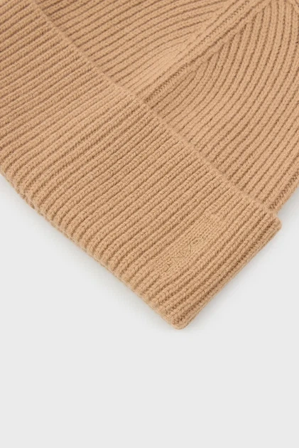 Жіноча бежева вовняна шапка RIBBED Gant OS 4910037 - изображение 3