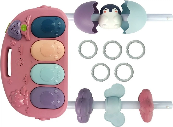Mata dla niemowląt LEAN Toys z pianinkiem Różowa 8490 (5903802458794) - obraz 4