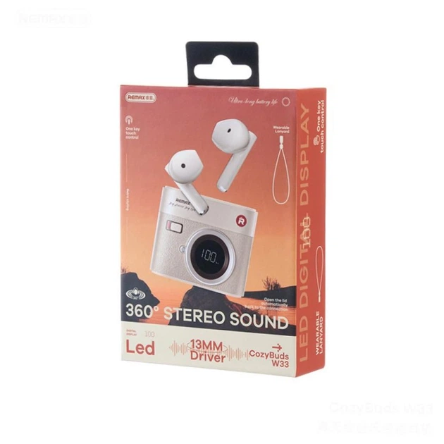 Бездротові Bluetooth навушники Remax W33 CozyBuds |Bluetooth 5.4, 30/360mAh, до 4 годин роботи, вбудований мікрофон, швидка зарядка, сенсорне керування, LED-дисплей| Білий - Фото 6 Бездротові Bluetooth навушники Remax W33 CozyBuds |Bluetooth 5.4, 30/360mAh, до 4 годин роботи, вбудований мікрофон, швидка зарядка, сенсорне керування, LED-дисплей| Білий - зображення 6
