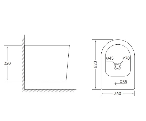 Біде підвісне Mixxus BEVEL-0502 520x360x320mm (MI6715) (00150325) - изображение 2