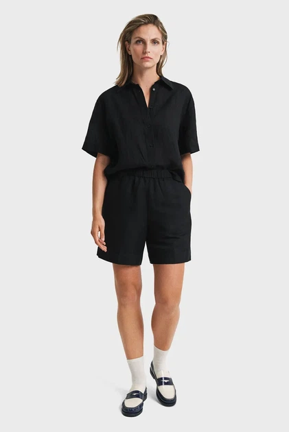 Жіночі чорні лляні шорти REL LINEN BLEND PULL ON SHORTS Gant 40 4020116 - изображение 2