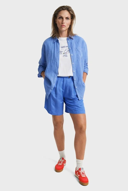 Жіночі сині лляні шорти TAILORED LINEN SHORTS Gant 40 4020123 - изображение 2