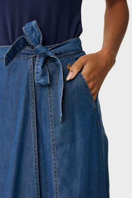 Жіноча темно-синя джинсова спідниця Denim wrap skirt Mexx 34 MF007400751W - Фото 4 Жіноча темно-синя джинсова спідниця Denim wrap skirt Mexx 34 MF007400751W - изображение 4