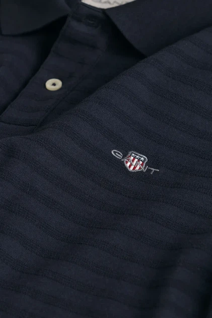 Чоловіче темно-синє поло у смужку TEXTURE STRIPE Gant S 2014035 - изображение 2