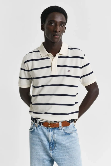 Чоловіче біле поло у смужку STRIPED POLO Gant M 2014022 - Фото 1 Чоловіче біле поло у смужку STRIPED POLO Gant M 2014022 - изображение 1