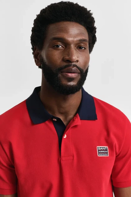 Чоловіче червоне поло CONTRAST SS POLO Gant S 2014023 - изображение 4