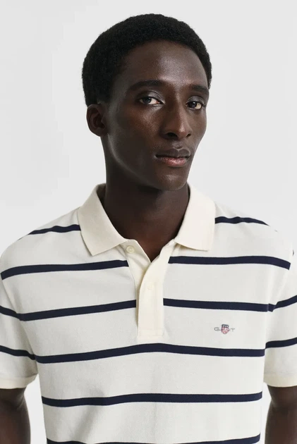 Чоловіче біле поло у смужку STRIPED POLO Gant M 2014022 - Фото 4 Чоловіче біле поло у смужку STRIPED POLO Gant M 2014022 - изображение 4