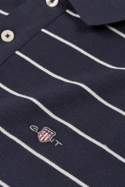 Чоловіче темно-синє поло у смужку STRIPED Gant L 2014026 - изображение 4