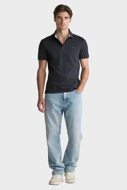 Чоловіче чорне поло MERCERIZED SS POLO Gant L 2014027 - изображение 2