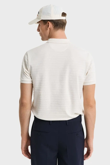 Чоловіче біле поло у смужку TEXTURE STRIPE Gant XXL 2014035 - изображение 2