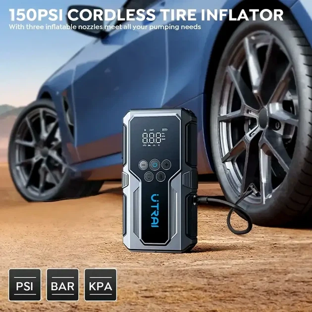 Пусковий автомобільний пристрій Jump Starter UTRAI Jstar 9 1500 А 15000 мАг компресор 150 PSI чорний пластиковий корпус - зображення 5