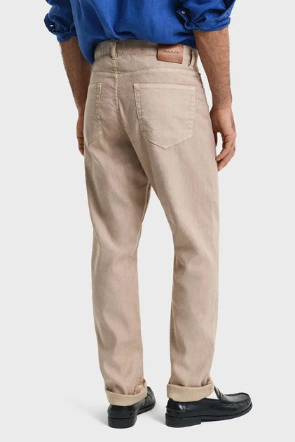 Чоловічі бежеві лляні джинси REG COT/LINEN JEANS Gant 33-32 1000306 - Фото 3 Чоловічі бежеві лляні джинси REG COT/LINEN JEANS Gant 33-32 1000306 - зображення 3