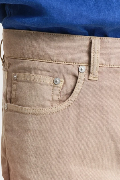 Чоловічі бежеві лляні джинси REG COT/LINEN JEANS Gant 33-32 1000306 - Фото 4 Чоловічі бежеві лляні джинси REG COT/LINEN JEANS Gant 33-32 1000306 - зображення 4