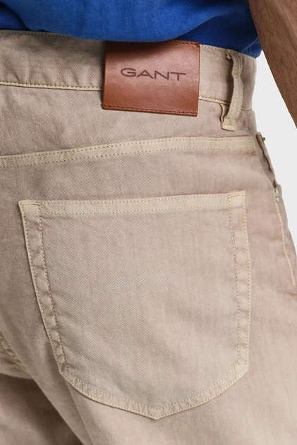 Чоловічі бежеві лляні джинси REG COT/LINEN JEANS Gant 33-32 1000306 - Фото 5 Чоловічі бежеві лляні джинси REG COT/LINEN JEANS Gant 33-32 1000306 - зображення 5