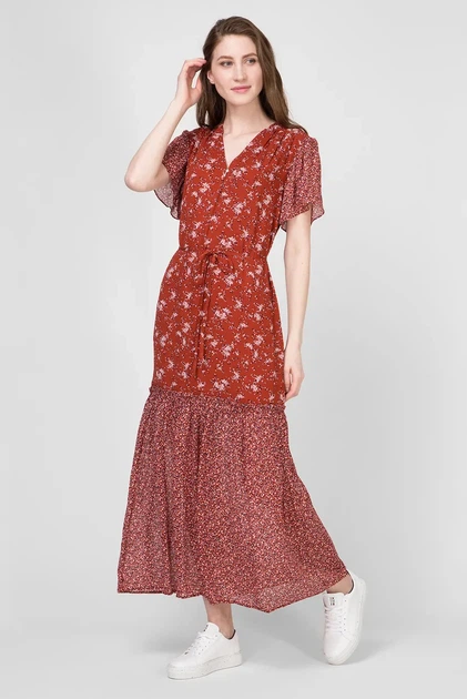 Жіноча бордова сукня з візерунком MIX PRINT Gant 36 4503084 - изображение 5
