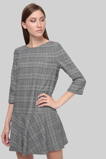 Жіноча сіра сукня з візерунком CHECKED FLARE Gant 36 4501077 - изображение 2