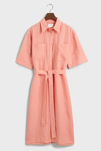 Жіноча коралова лляна сукня Gant 34 4503319 - Фото 6 Жіноча коралова лляна сукня Gant 34 4503319 - изображение 6