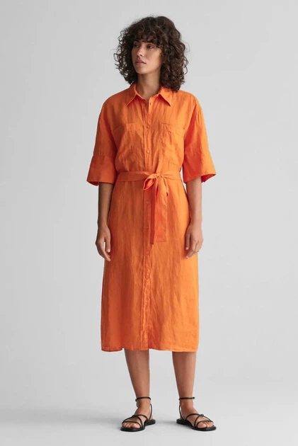 Жіноча помаранчева лляна сукня REL LINEN SS SHIRT DRESS Gant 36 4503319 - изображение 3