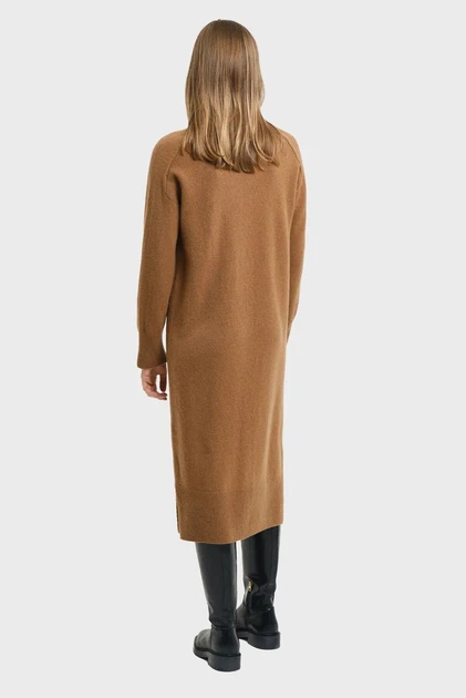 Жіноча коричнева вовняна сукня HERRINGBONE DETAIL ROLLNECK DRESS Gant XS 4502078 - изображение 2
