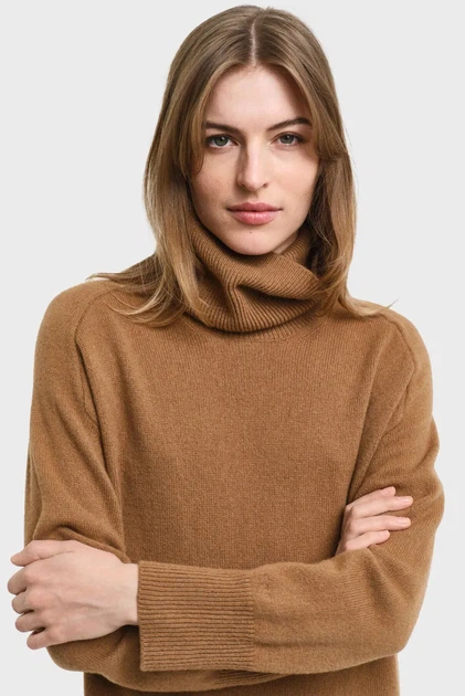 Жіноча коричнева вовняна сукня HERRINGBONE DETAIL ROLLNECK DRESS Gant XS 4502078 - изображение 5