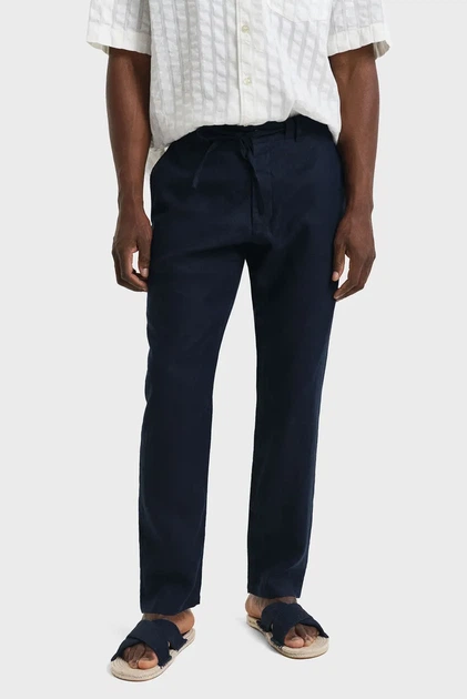 Чоловічі темно-сині лляні брюки RELAXED LINEN DS PANTS Gant M 1505272 - Фото 1 Чоловічі темно-сині лляні брюки RELAXED LINEN DS PANTS Gant M 1505272 - изображение 1