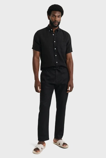 Чоловічі чорні лляні брюки RELAXED LINEN DS PANTS Gant S 1505272 - изображение 2