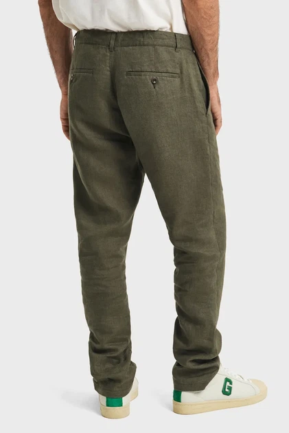 Чоловічі зелені лляні брюки RELAXED LINEN DS PANTS Gant S 1505272 - зображення 4