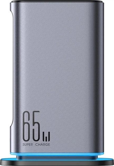 Настільний зарядний пристрій JOYROOM JR-TCM02 GaN 65 Вт EU 4 x USB-C + 2 x USB-A Black-Grey - зображення 2