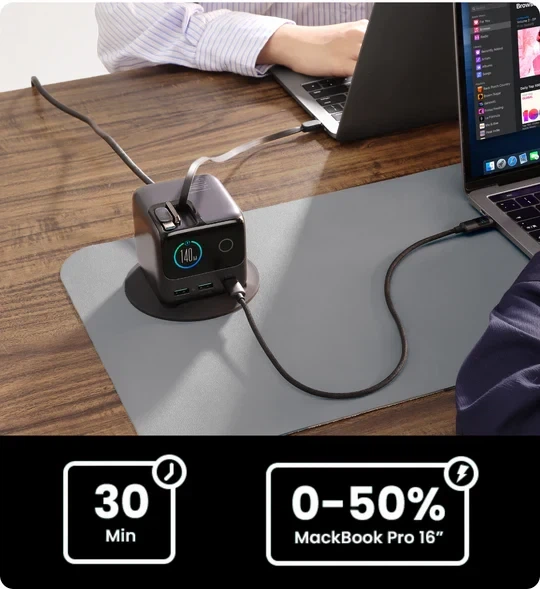 Сетевое зарядное устройство Joyroom Podix JR-TRD01 GaN 140W Black - Фото 14 Сетевое зарядное устройство Joyroom Podix JR-TRD01 GaN 140W Black - изображение 14