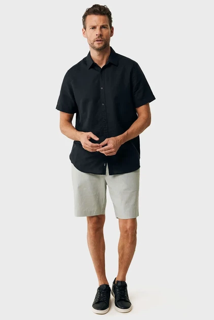 Чоловіча чорна лляна сорочка BRANDON Basic linen shirt short sleeve Mexx XL MF007200251M - изображение 2