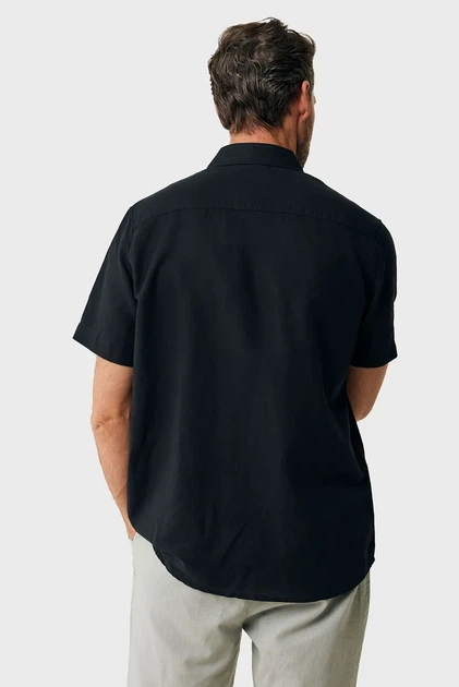 Чоловіча чорна лляна сорочка BRANDON Basic linen shirt short sleeve Mexx XL MF007200251M - изображение 3