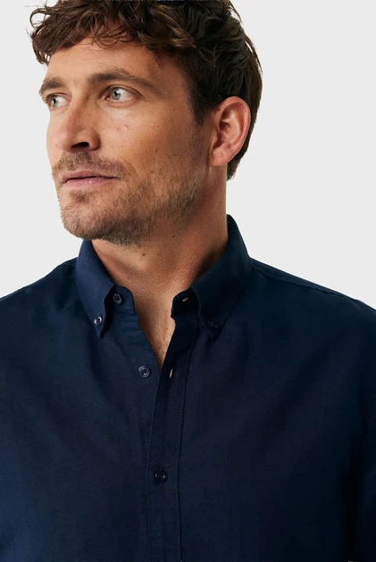 Чоловіча темно-синя лляна сорочка CALEB Basic linen shirt Mexx M MF007200151M - Фото 4 Чоловіча темно-синя лляна сорочка CALEB Basic linen shirt Mexx M MF007200151M - изображение 4